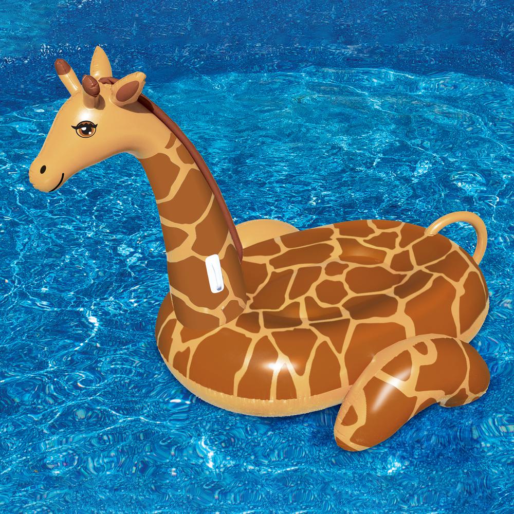 Inflatable Brown Giant Giraffe Swimming Pool Ride-On Lounger  96-Inch. Picture 2