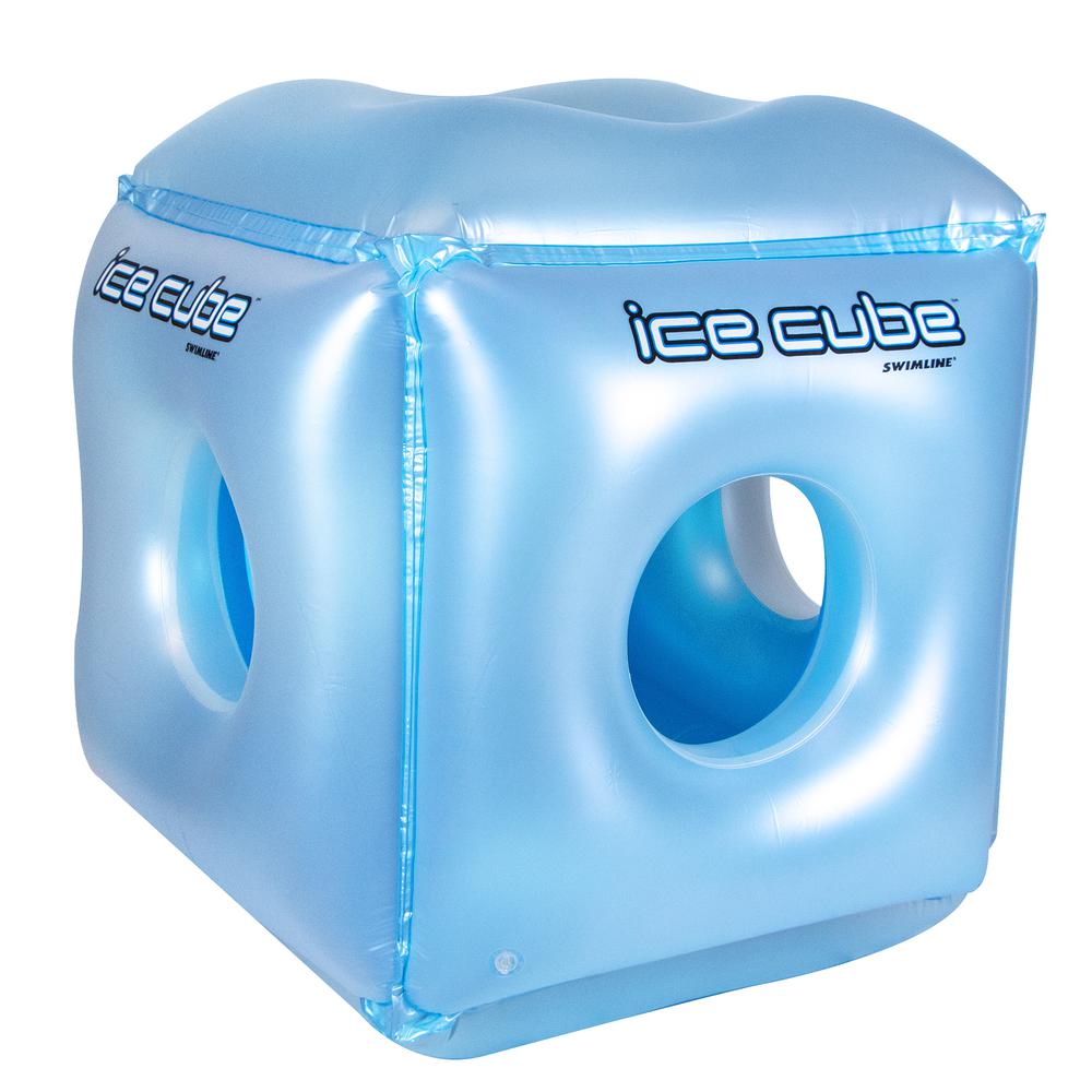 49" Blue Inflatable Ice Cube Habitat Swimming Pool Float. Picture 1