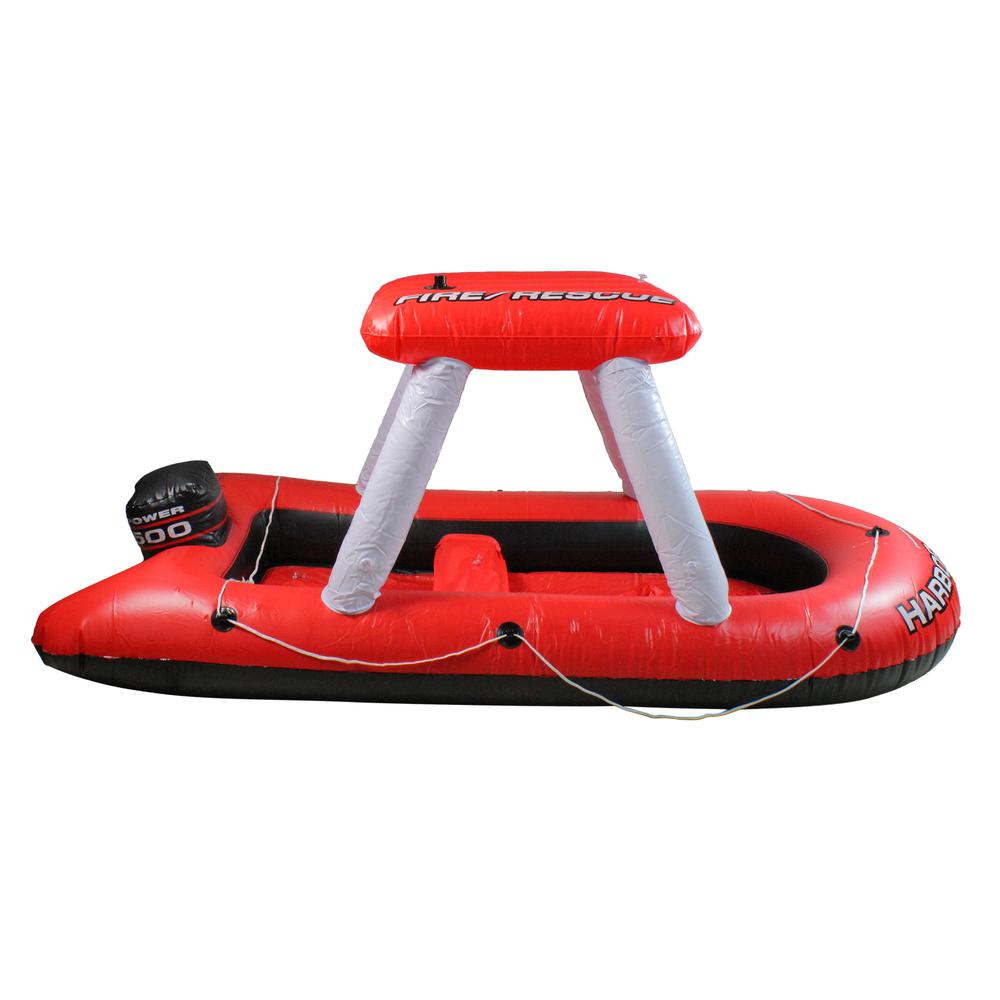 Inflatable Red and White Fire Boat Ride-On Water Squirter Pool Toy 60-Inch. Picture 2