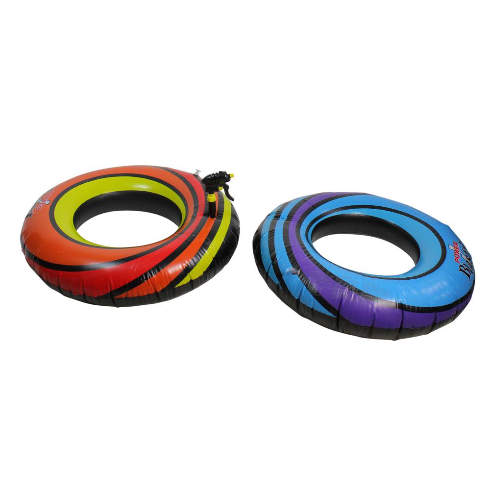 Set of 2 Blue and Orange Inflatable Power Blaster Inner Tubes  40-Inch. Picture 1