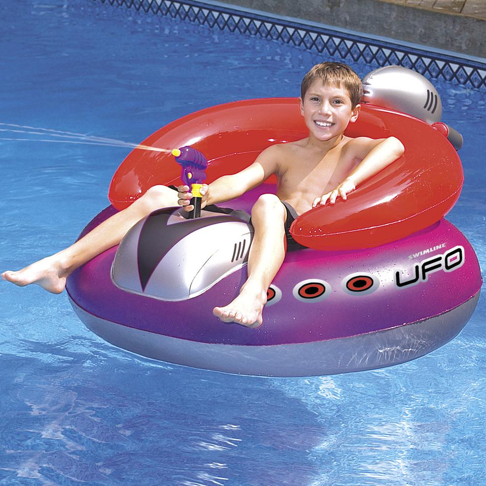 45" Water Sports Inflatable UFO Squirter Spaceship Ride-On Swimming Pool Float. Picture 2