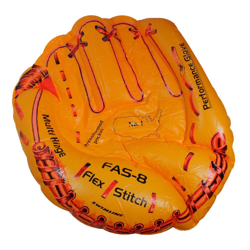 62" Inflatable Orange Baseball Glove Swimming Pool Raft Float. Picture 1