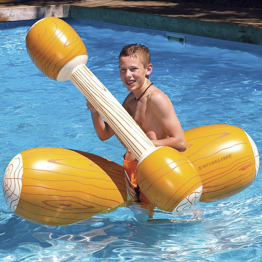 54" Brown and White Inflatable Swimming Pool Log Flume Joust Set. Picture 3