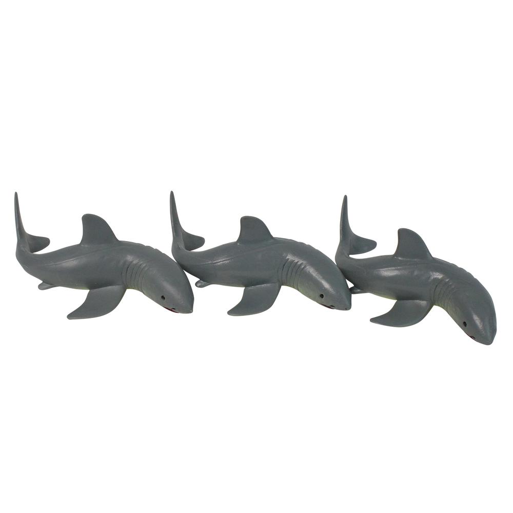 Set of 3 Gray and White Shark Frenzy Swimming Pool Dive Toys - 7". Picture 1