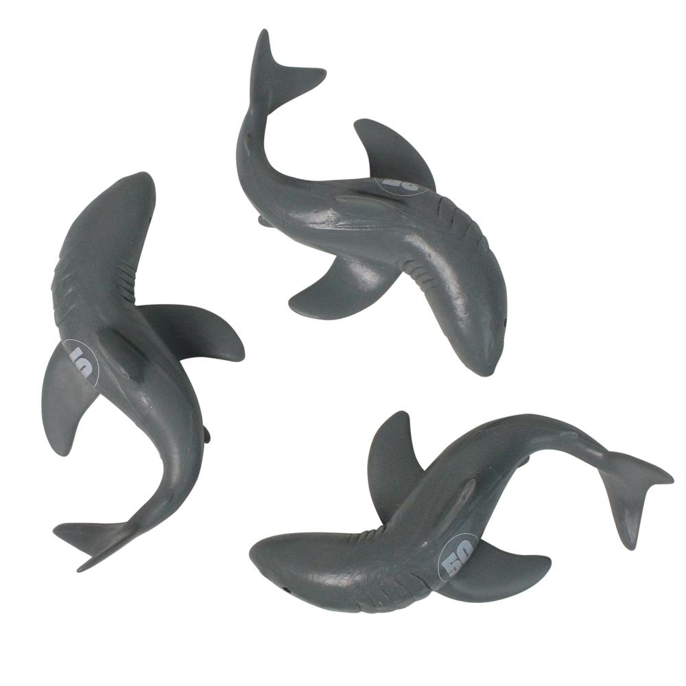 Set of 3 Gray and White Shark Frenzy Swimming Pool Dive Toys - 7". Picture 3