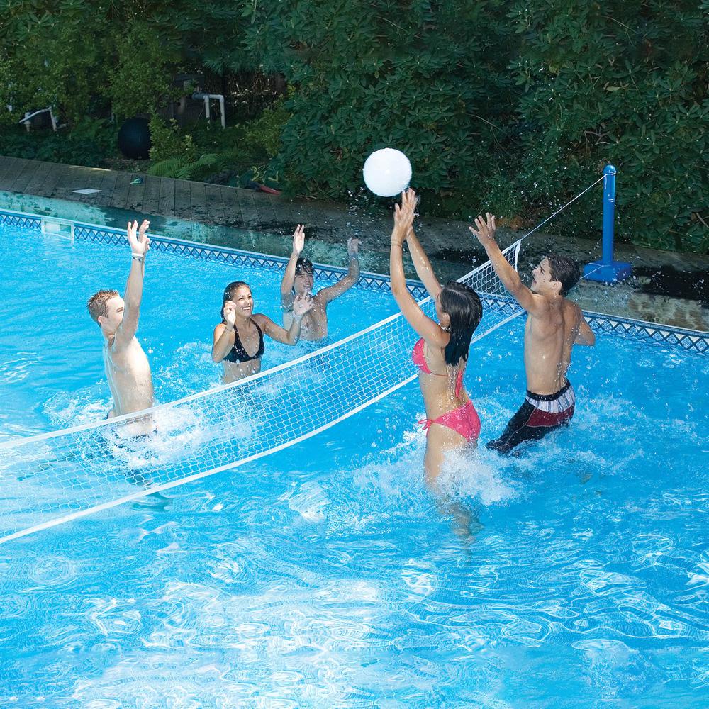 12ft In-Ground Swimming Pool Volleyball Game with Weighted Net Supports. Picture 1