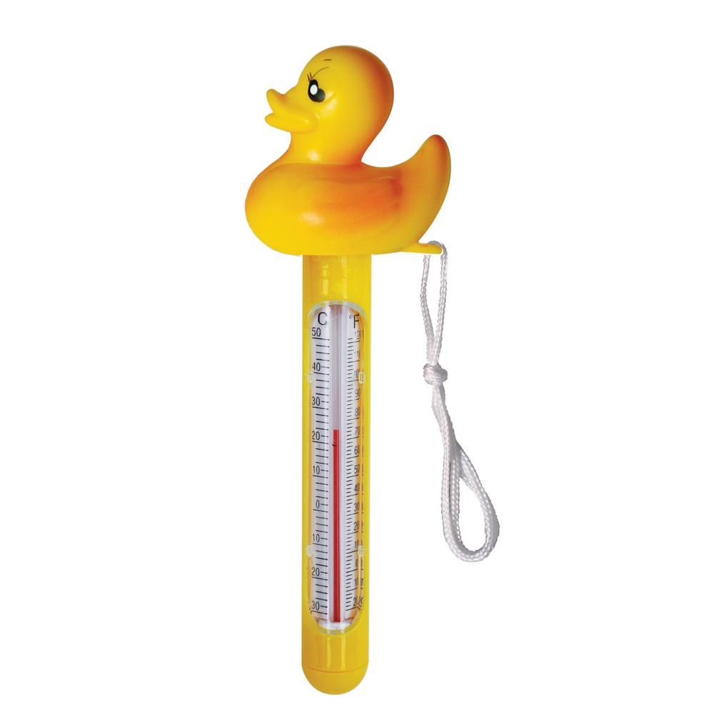 8.5" Yellow Duck Floating Swimming Pool Thermometer with Cord. Picture 1
