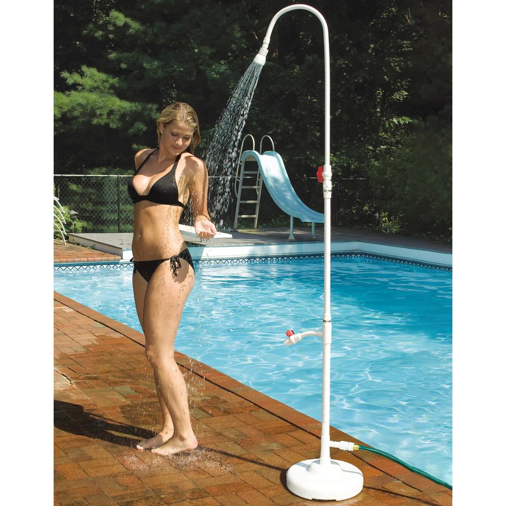 86-Inch White Standard Poolside Swimming Pool Shower with Foot Wash Spigot. Picture 2