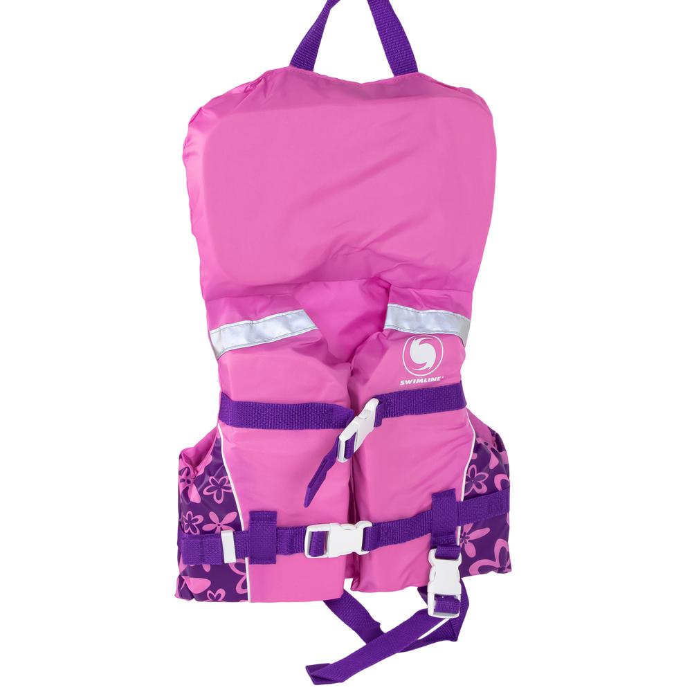 Pink and Purple Floral Girl Infant Life Jacket Vest with Handle - Up to 30lbs. Picture 4