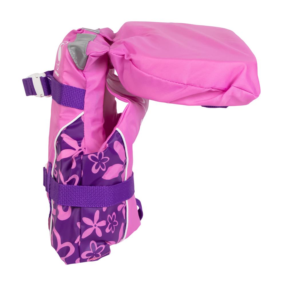 Pink and Purple Floral Girl Infant Life Jacket Vest with Handle - Up to 30lbs. Picture 2