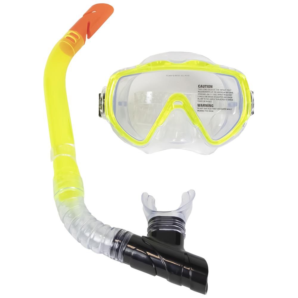 Neon Yellow Sea Searcher Thermotech Mask and Snorkel Set for Youth and Adults. Picture 1