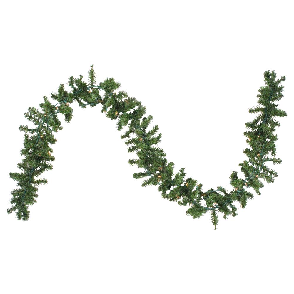 9' x 8" Pre-Lit Canadian Pine Artificial Christmas Garland  Clear Lights. Picture 1