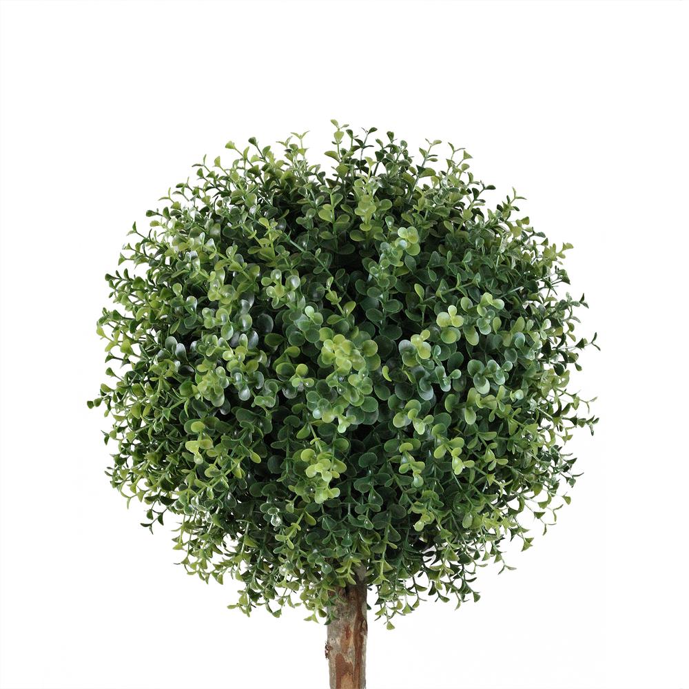 4.5' Potted Two-Tone Artificial Boxwood Double Ball Topiary Tree - Unlit. Picture 2