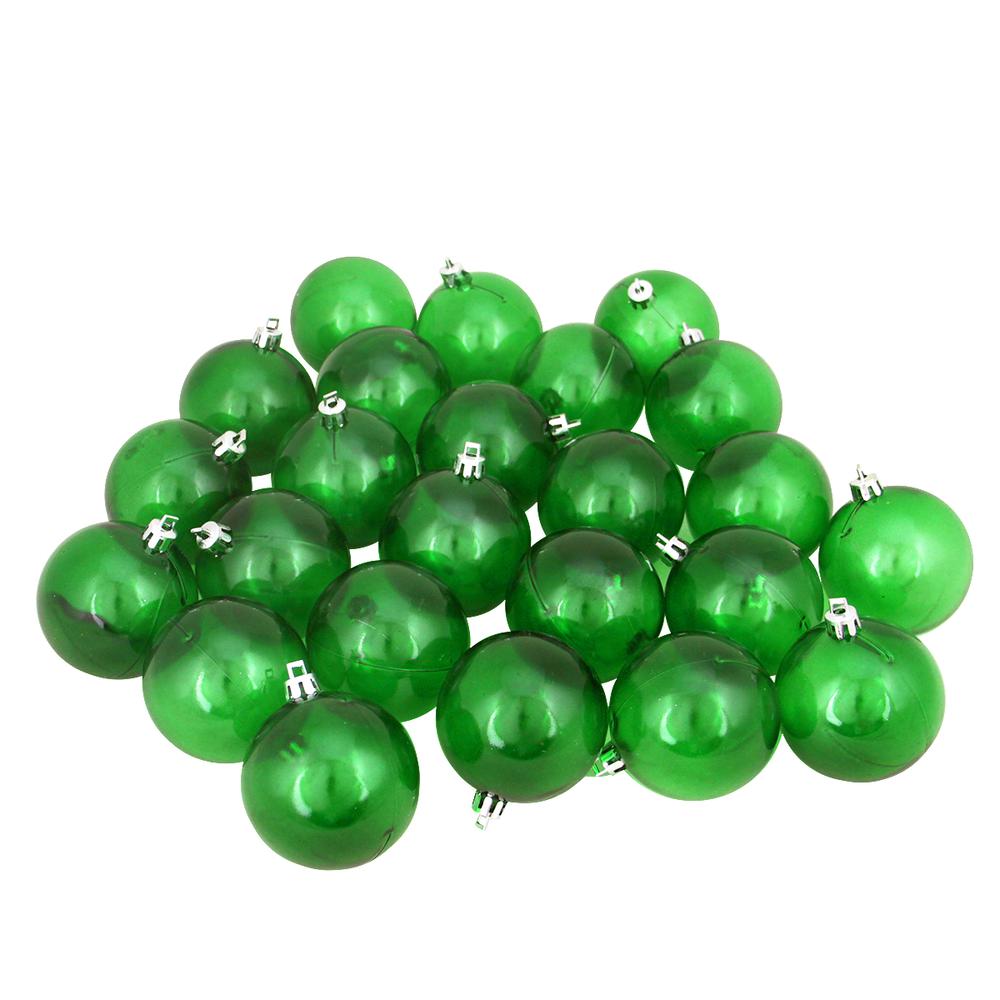 60ct Green Shatterproof Transparent Christmas Ball Ornaments 2.5" (60mm). Picture 1