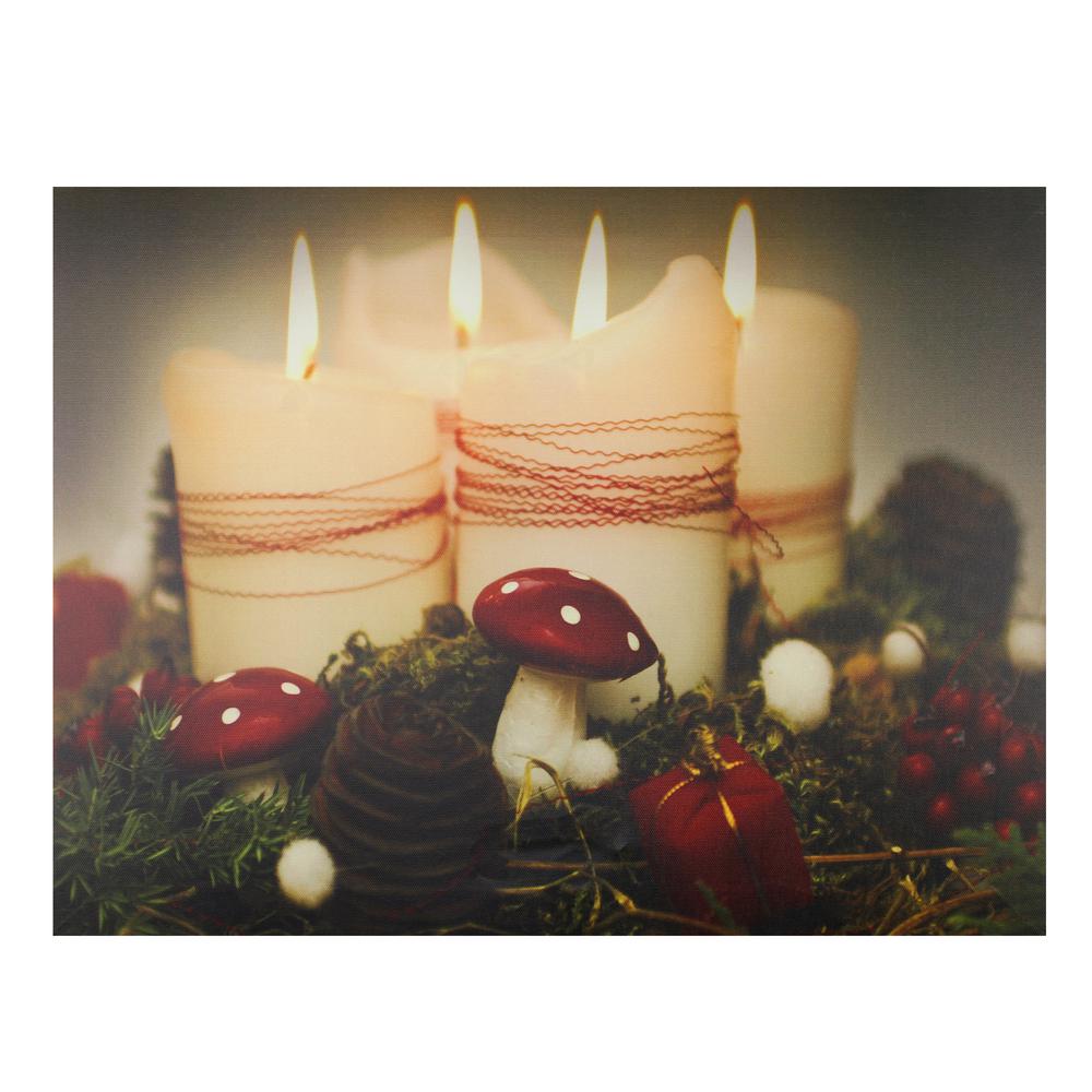 Red and White LED Lighted Flickering Candles Christmas Wall Art 11.75" x 15.75". Picture 1