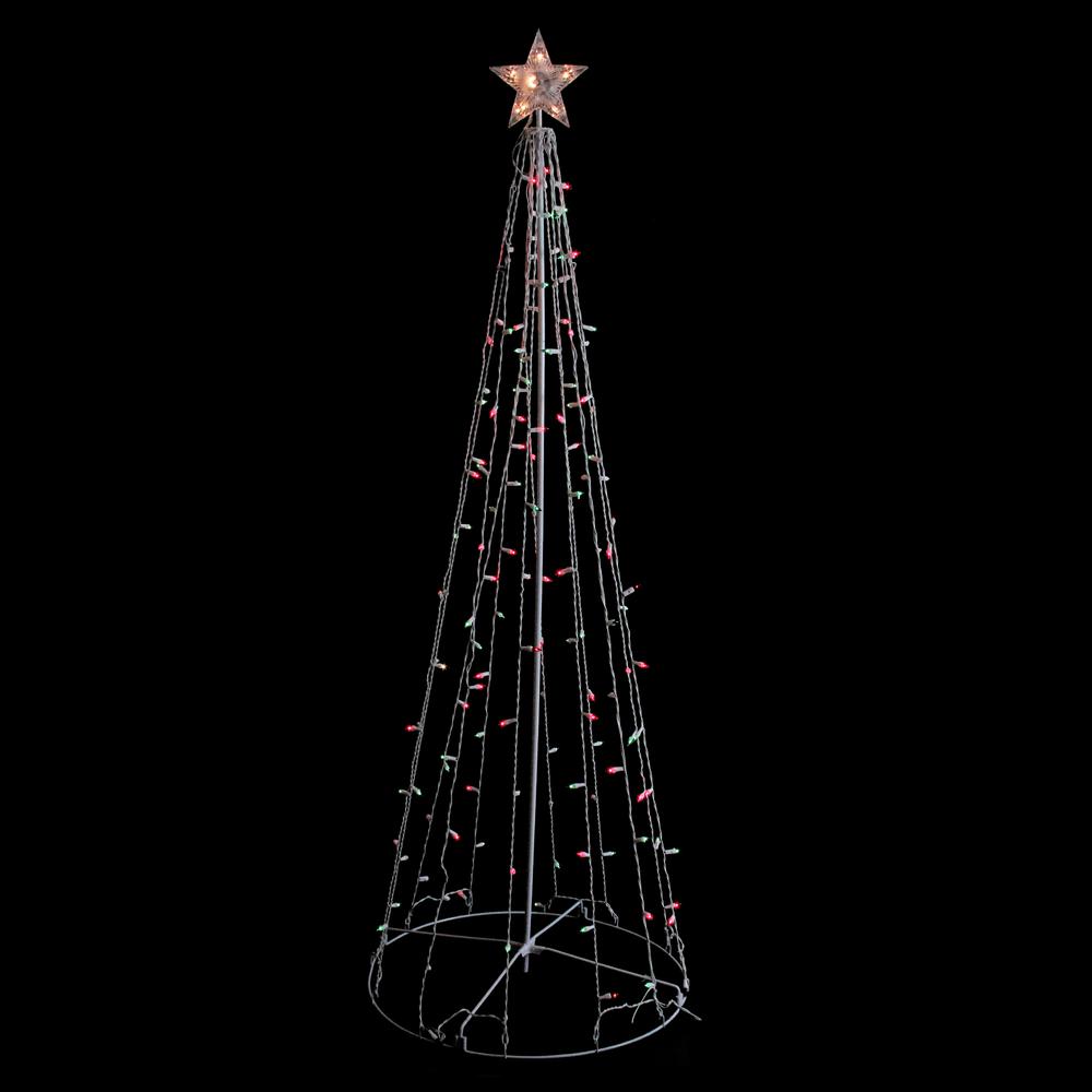 6' Red and Green Lighted Show Cone Christmas Tree Outdoor Decoration. Picture 1
