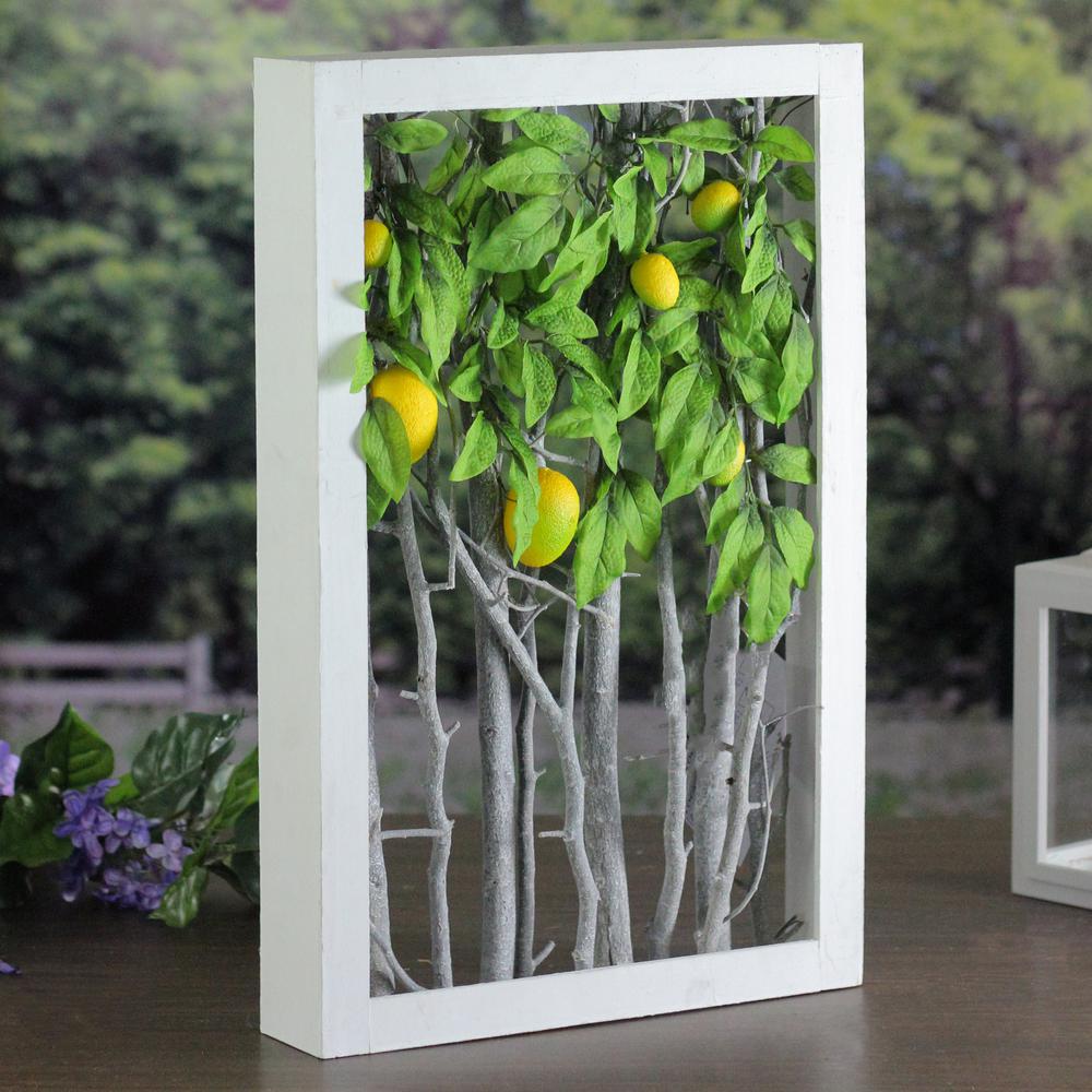 18.5" White Birch Branch Lemon Tree Rustic Wooden Frame Decoration. Picture 3