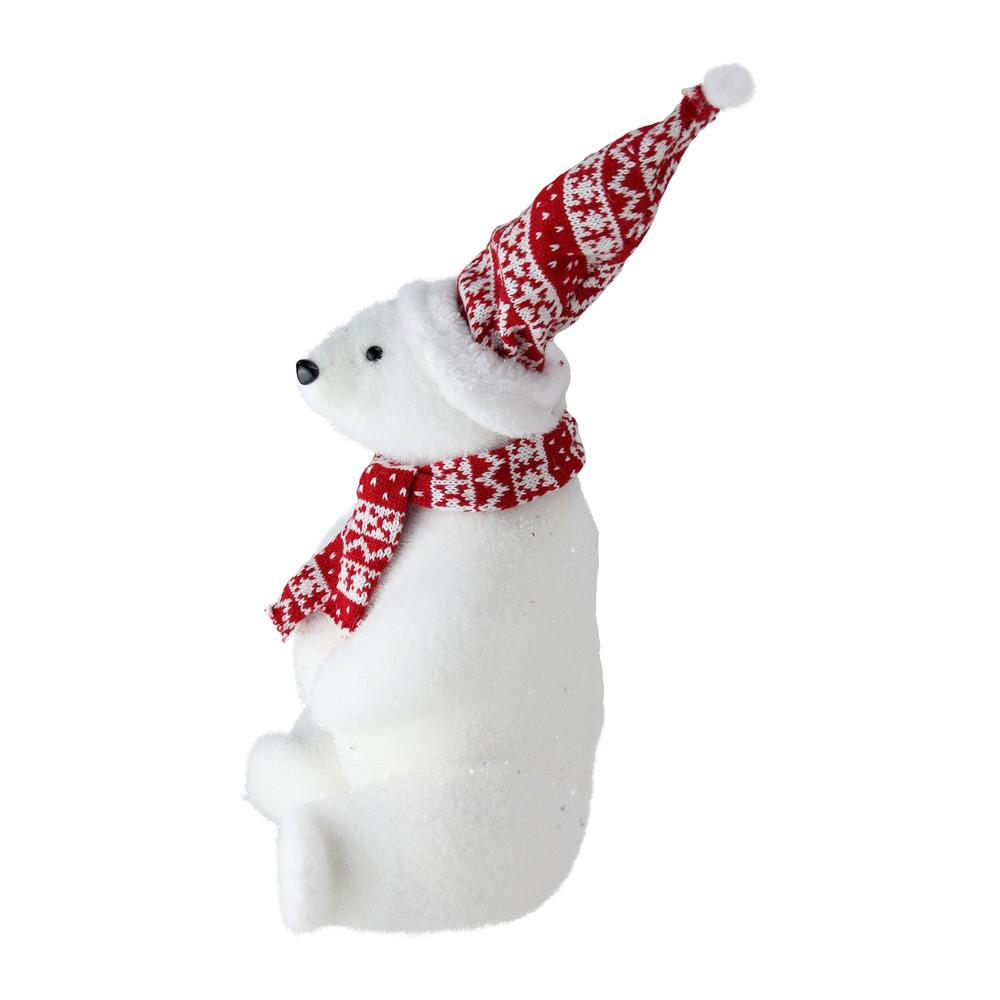 17" Glitter Polar Bear in Nordic Hat and Scarf Christmas Decor. Picture 2