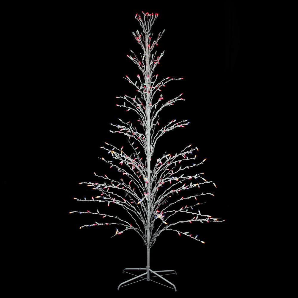 6' White Cascade Twig Tree Christmas Outdoor Decoration - Multi Lights. Picture 2
