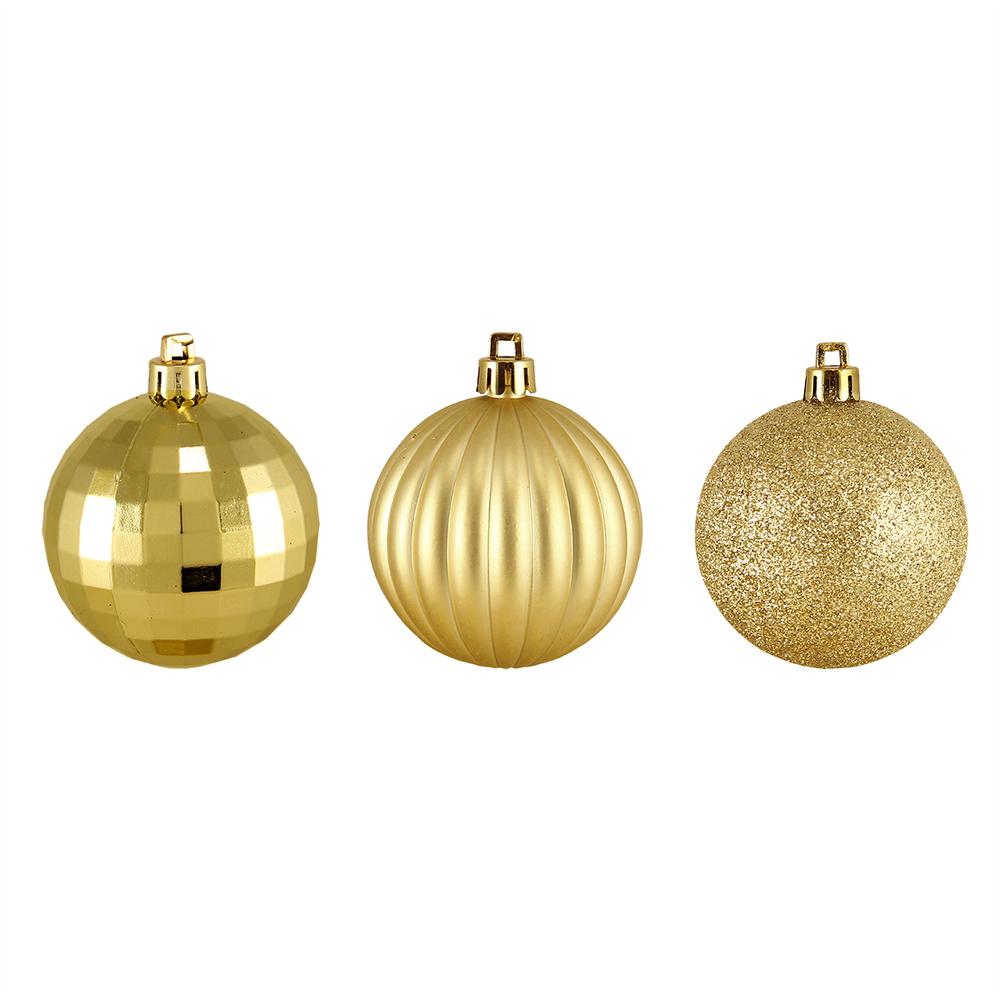 100ct Vegas Gold Shatterproof 3-Finish Christmas Ball Ornaments 2.5" (60mm). Picture 1