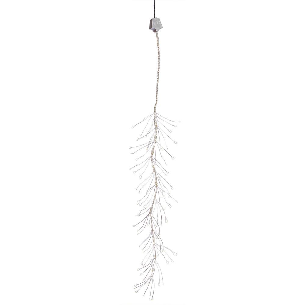 144 White Pre-Lit LED Mini Snow Branch Christmas Lights - 5 ft Silver Wire. Picture 1