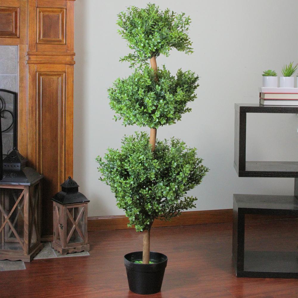 3.75' Potted Two-Tone Murraya Artificial Triple Ball Topiary Christmas Tree - Unlit. Picture 2