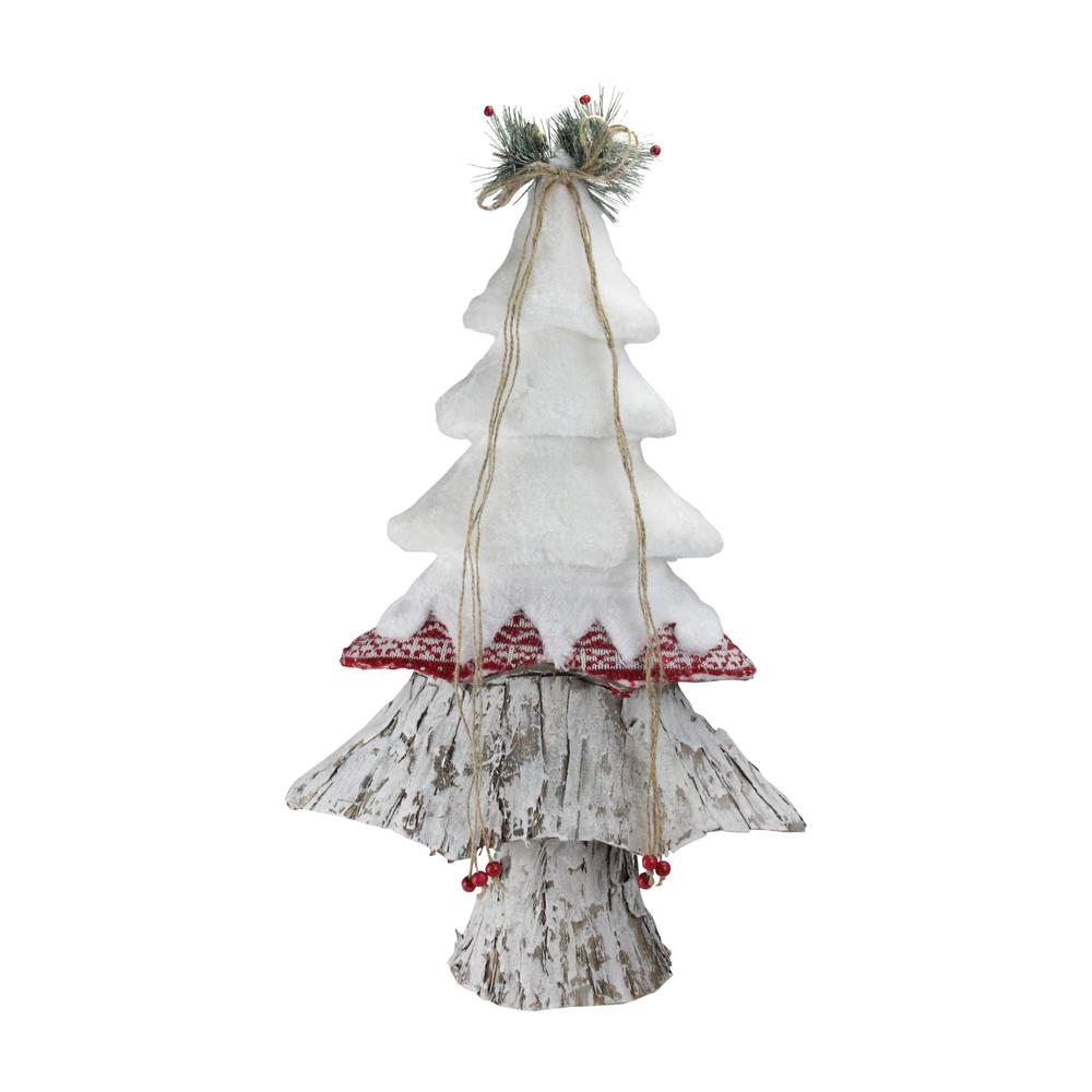 22" White and Red Contemporary Christmas Tree Decor. Picture 1