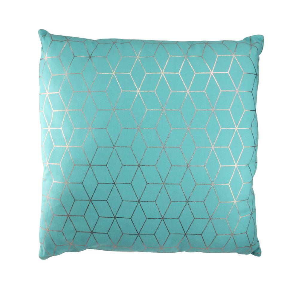 17" Ocean Blue Contemporary Geometric Square Throw Pillow. Picture 2