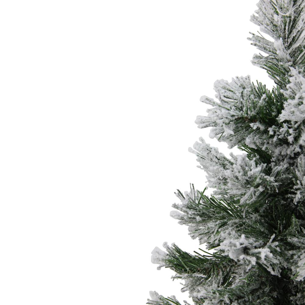 18" Flocked Pine Medium Artificial Christmas Tree in Burlap Base - Unlit. Picture 4