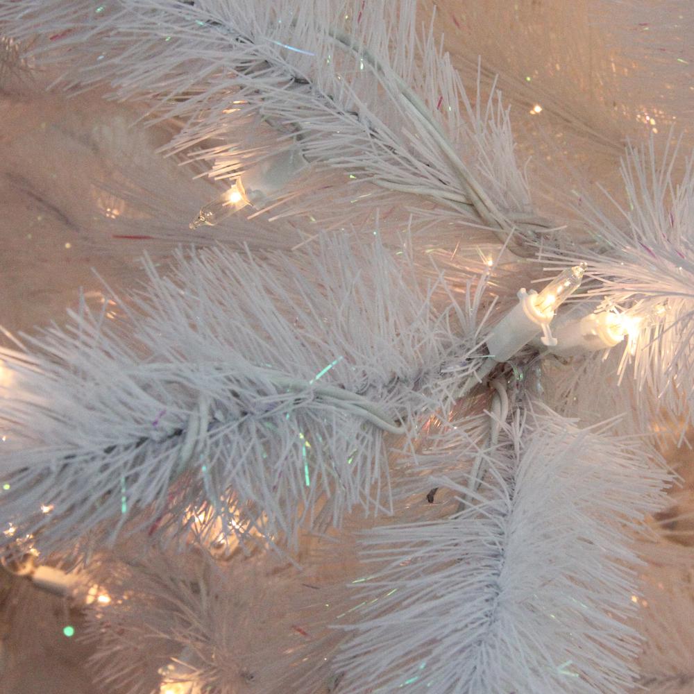 7.5' Pre-Lit Iridescent White Alaskan Pine Artificial Christmas Tree - Clear Lights. Picture 2