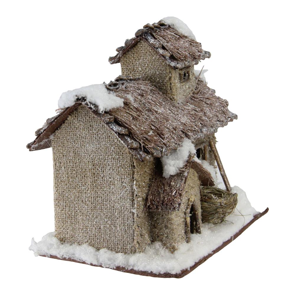 9.25" Brown and Beige Two Story Snowy Cabin Christmas Tabletop Decor. Picture 2