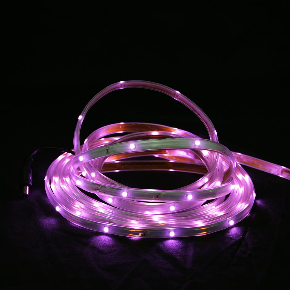 18' Pink LED Outdoor Christmas Linear Tape Lighting - White Finish. Picture 1