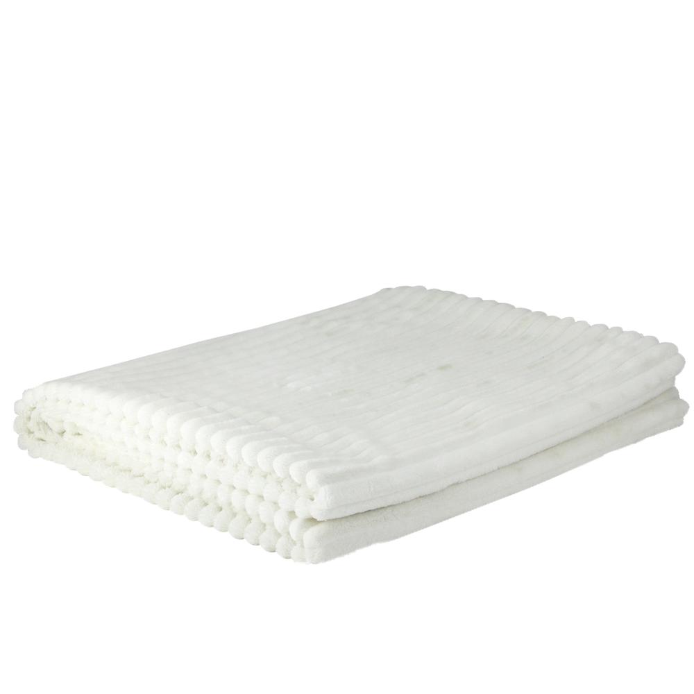 Cream White Ultra Plush Micro Fleece Throw Blanket 50" x 60". Picture 1