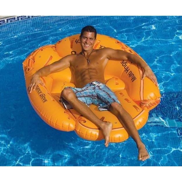 62" Inflatable Orange Baseball Glove Swimming Pool Raft Float. Picture 2