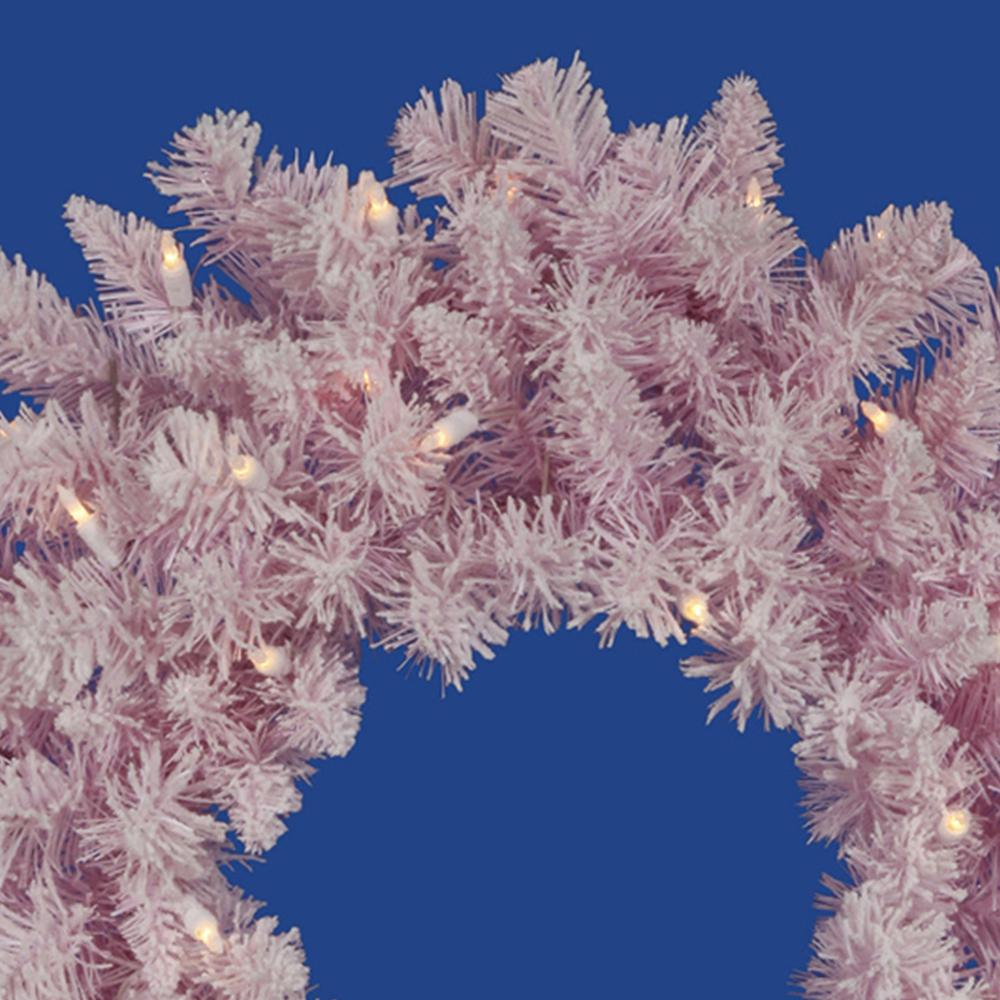 Pre-Lit Frosted Artificial Christmas Wreath - 48-Inch  Clear Lights. Picture 1