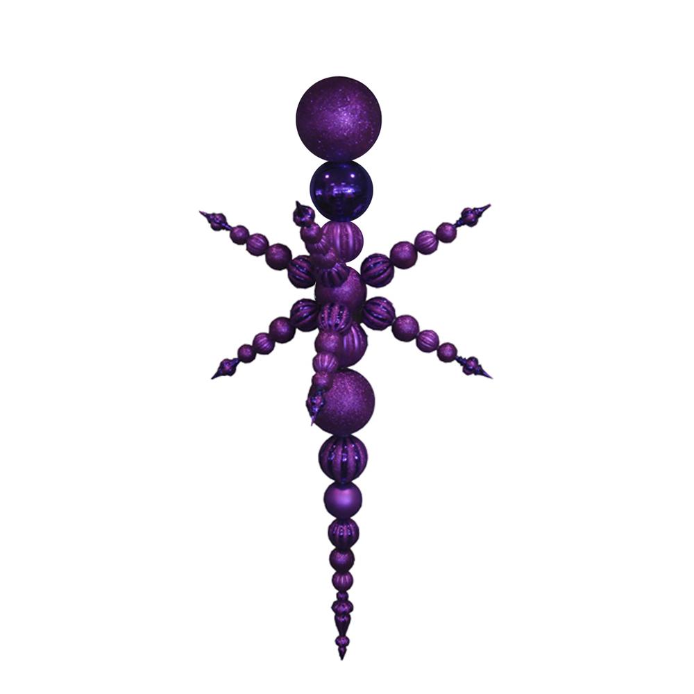 76" Purple Radical 3D Snowflake Shatterproof Christmas Finial Ornament. Picture 1