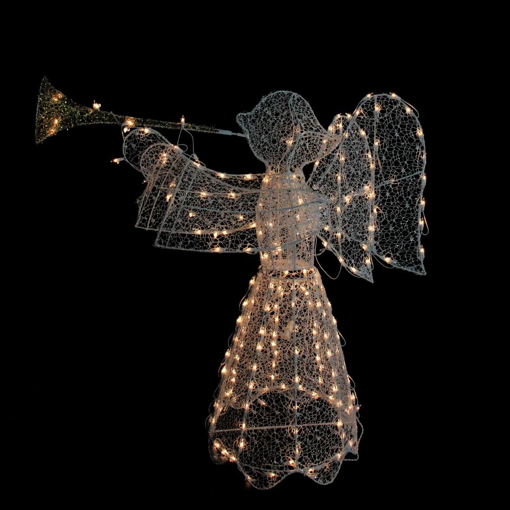 44" White and Clear 3D Pre-Lit Trumpeting Angel Outdoor Christmas Yard Decor. Picture 2
