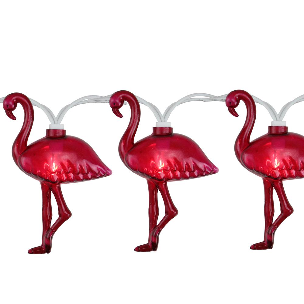 10-Count Pink Flamingo Summer Patio String Light Set  7.25ft White Wire. Picture 2