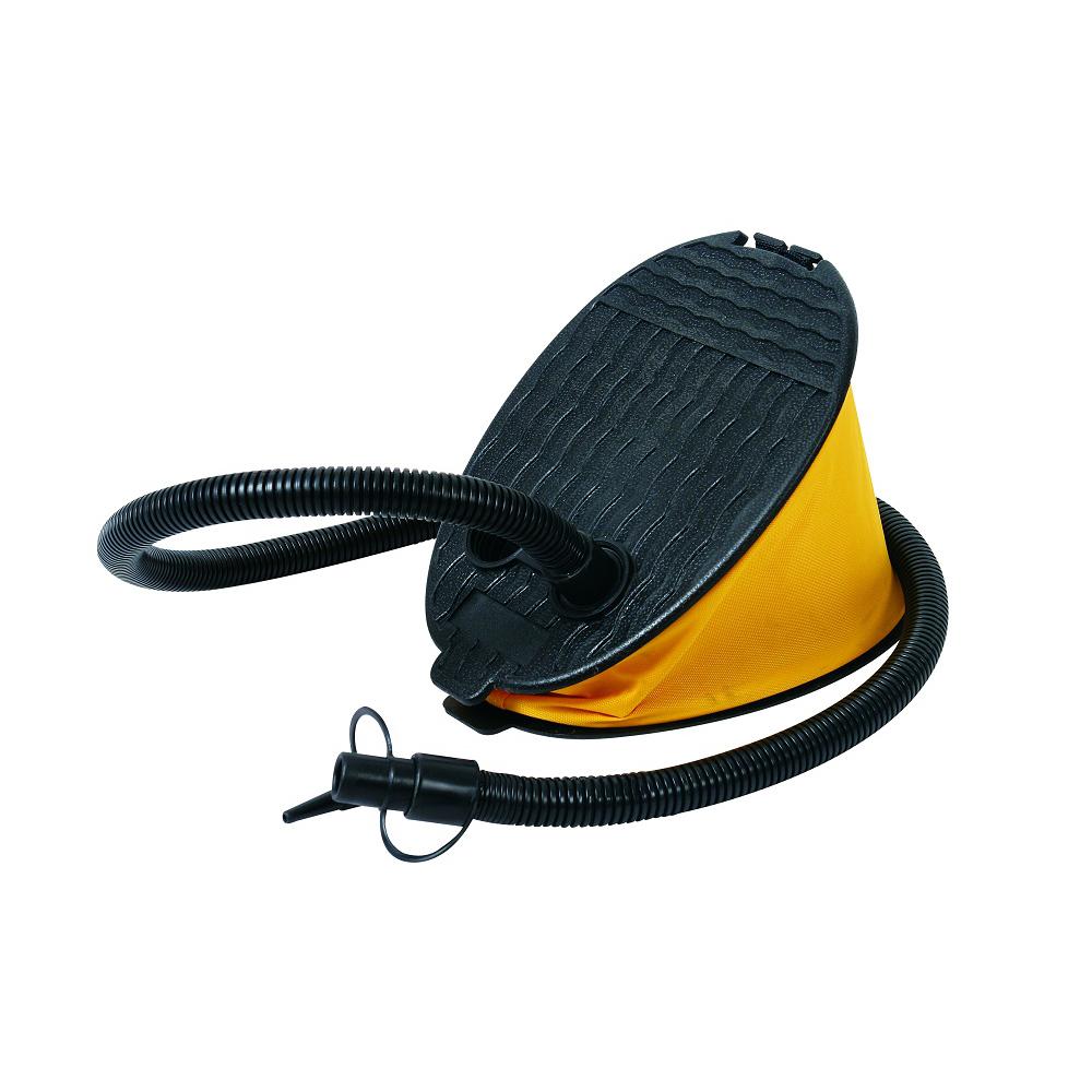 9" Black and Yellow Portable Bellows Foot Pump. Picture 1