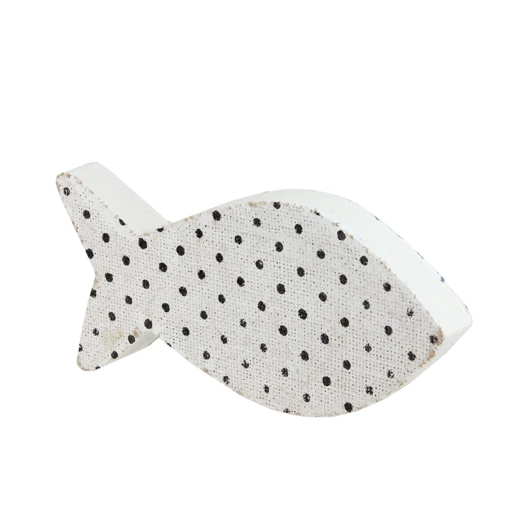 10" Cape Cod Inspired Table Top White and Black Polka Dot Fish Decoration. Picture 2