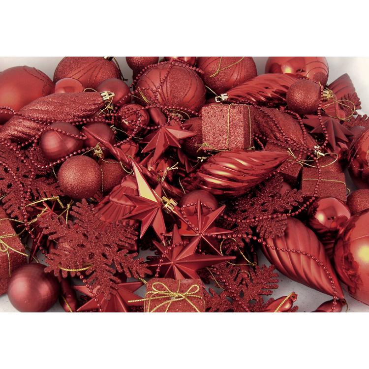 125ct Apple Red Shatterproof 3-Finish Christmas Ornaments 5.5". Picture 3