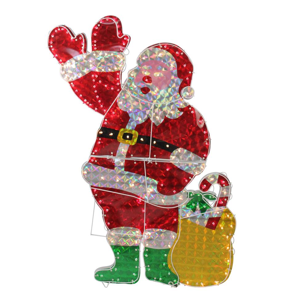 48" Holographic Lighted Waving Santa Claus Outdoor Christmas Decoration. Picture 1