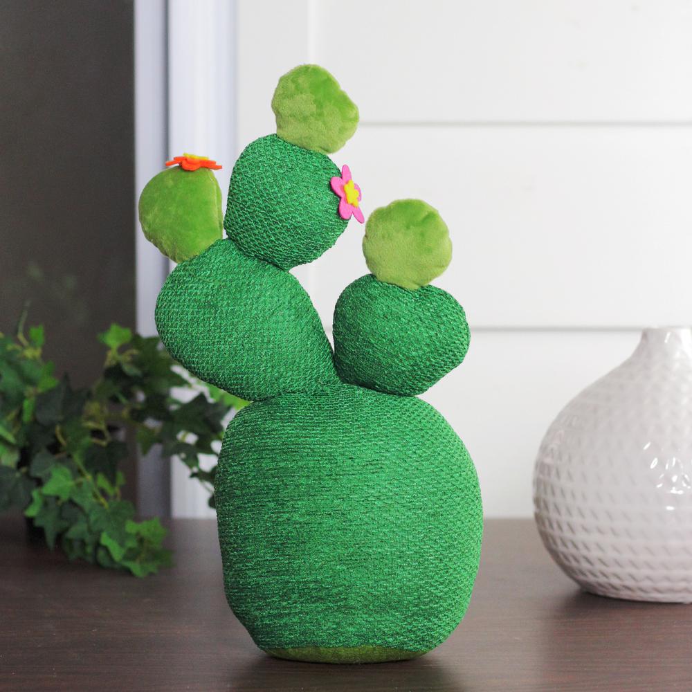 15" Green Artificial Plush Cactus Plant Tabletop Decor. Picture 3