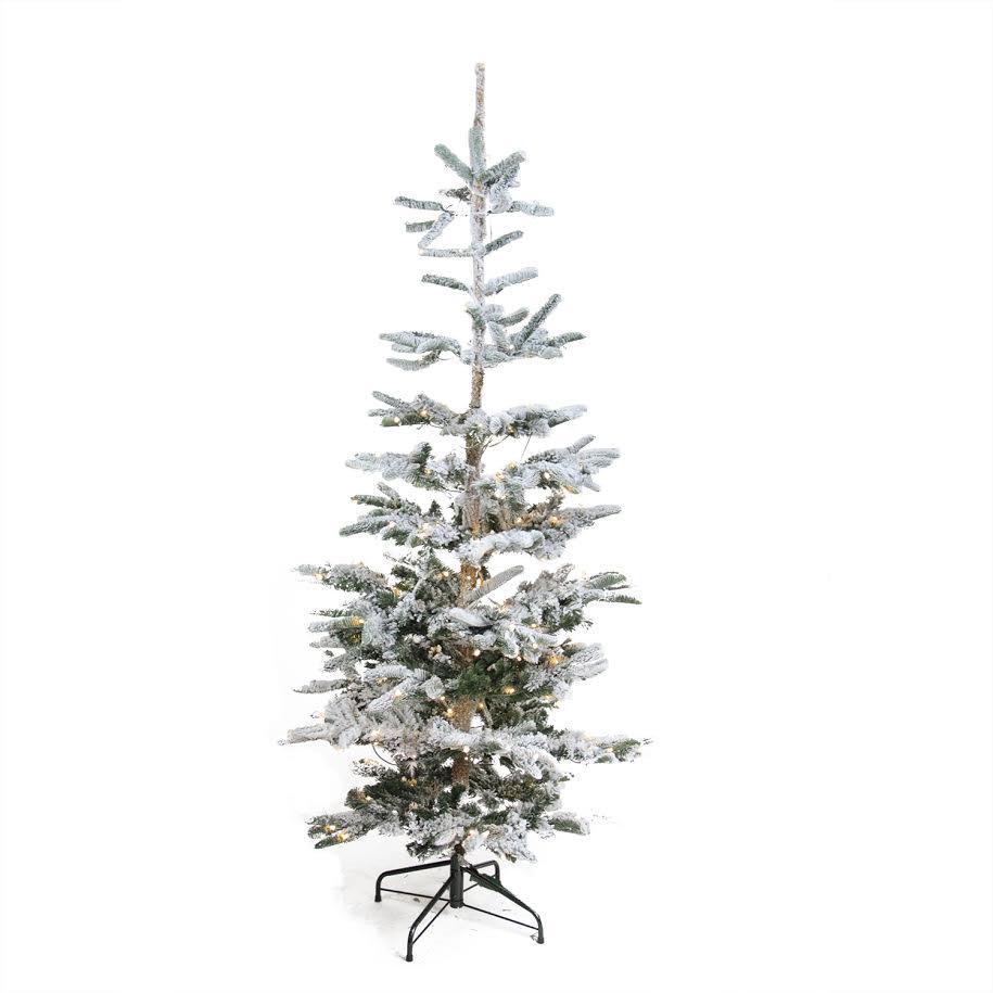 9' Pre-Lit Green Flocked Noble Fir Artificial Christmas Tree - Warm Clear LED Lights. Picture 1