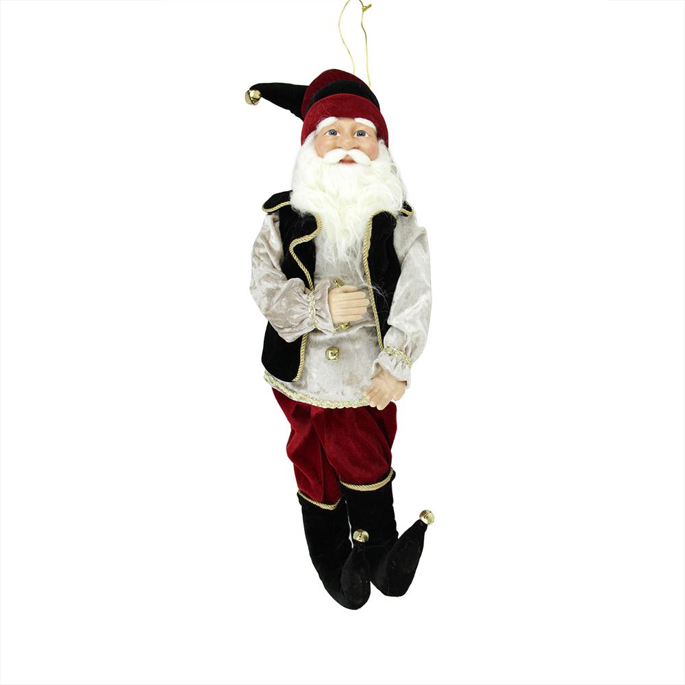 22" Black and Red Poseable Whimsical Elf Christmas Figurine. Picture 1