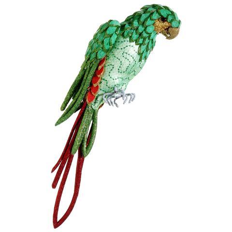 22.5" Green and Red Parrot with Tail Feathers Tabletop Decor. Picture 1