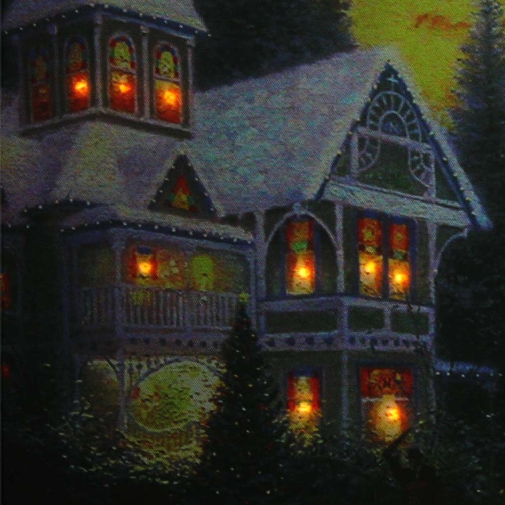 LED Lighted Victorian Christmas at Sunset Canvas Wall Art 15.75" x 19.5". Picture 3