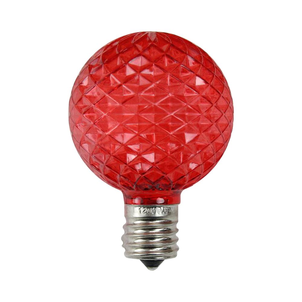 Pack of 25 Faceted LED G50 Red Christmas Replacement Bulbs. Picture 1