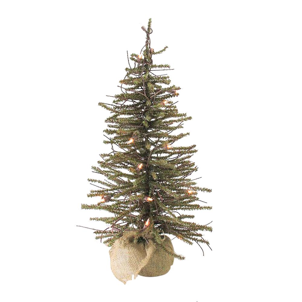 4' Pre-lit Potted Twig Slim Artificial Christmas Tree - Warm Clear Lights. Picture 1