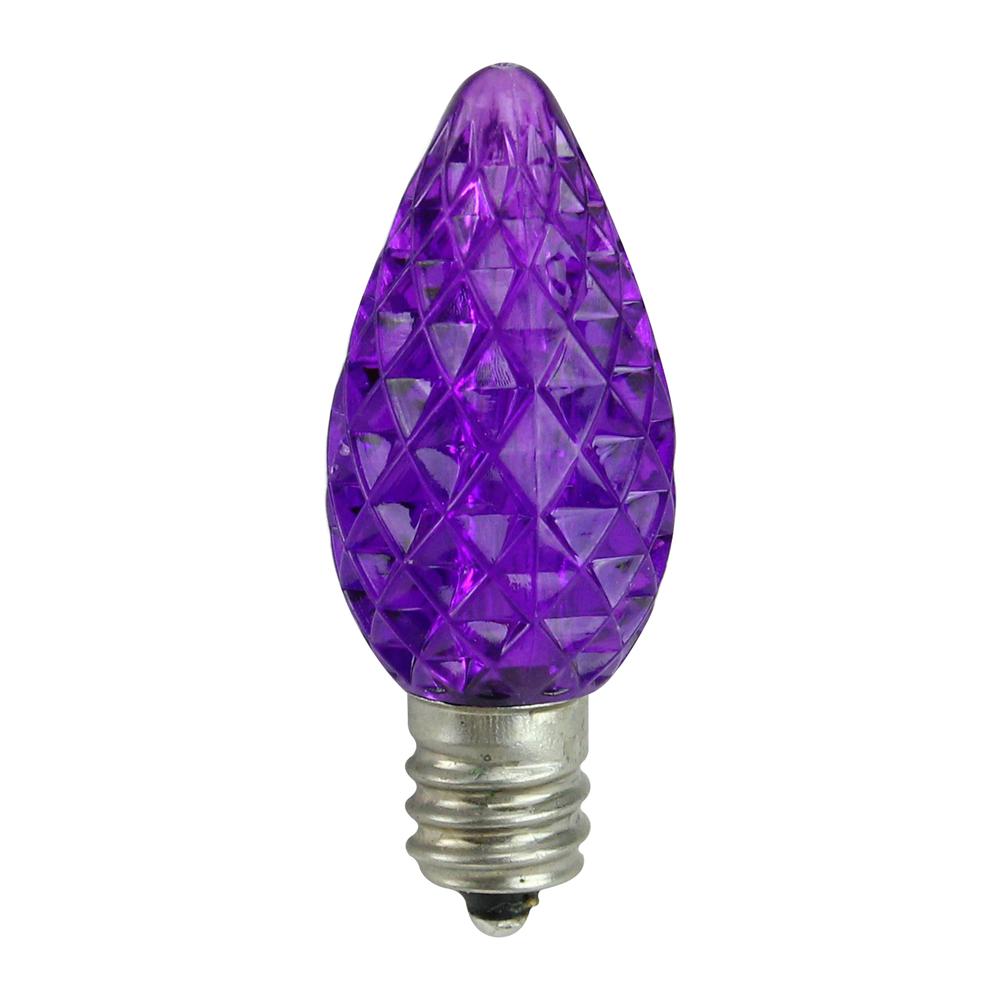 Pack of 25 Faceted LED C7 Purple Christmas Replacement Bulbs. Picture 1